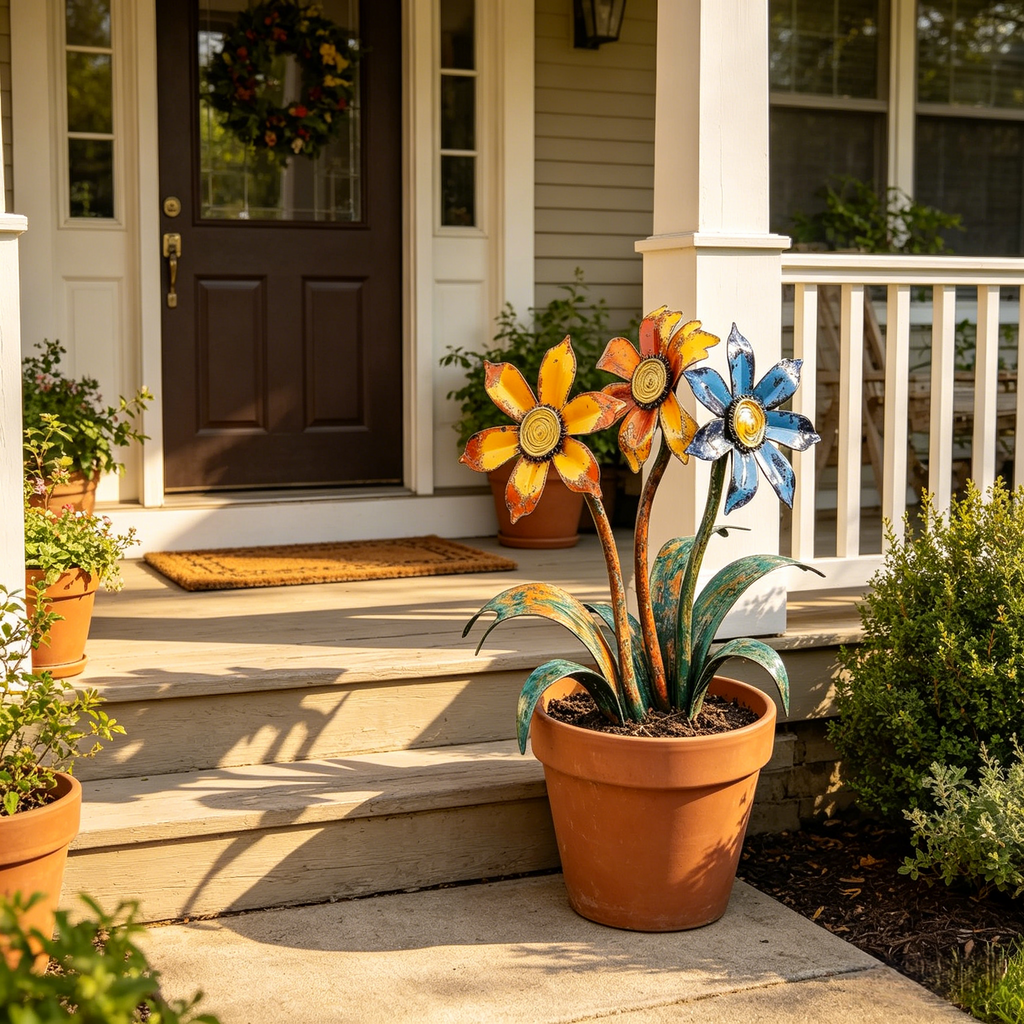 🌼2026 Mother's Day Gifts 55% Off--💖🎁Handcrafted Rustic Metal Flower Garden Stakes