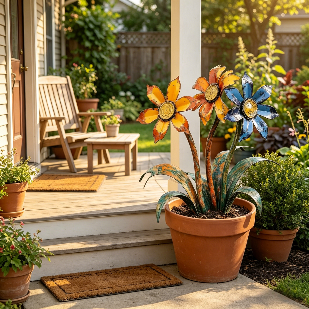 🌼2026 Mother's Day Gifts 55% Off--💖🎁Handcrafted Rustic Metal Flower Garden Stakes
