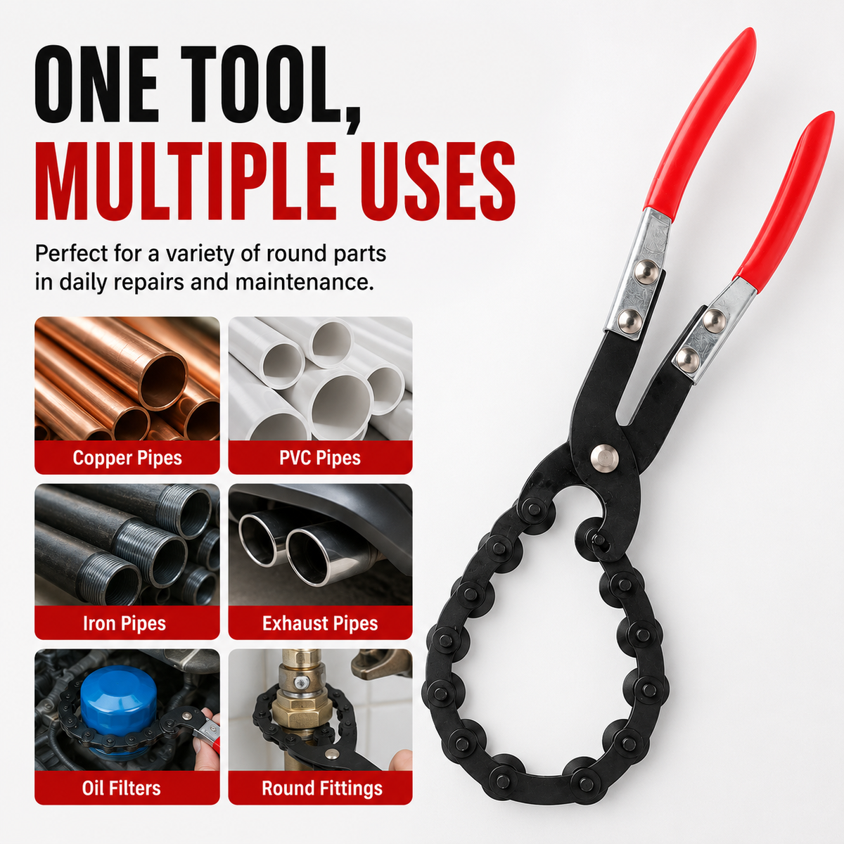⚡Exhaust Cutter, Cuts 3/4" to 3-1/4" Pipe, Durable Chain Cutter Tool
