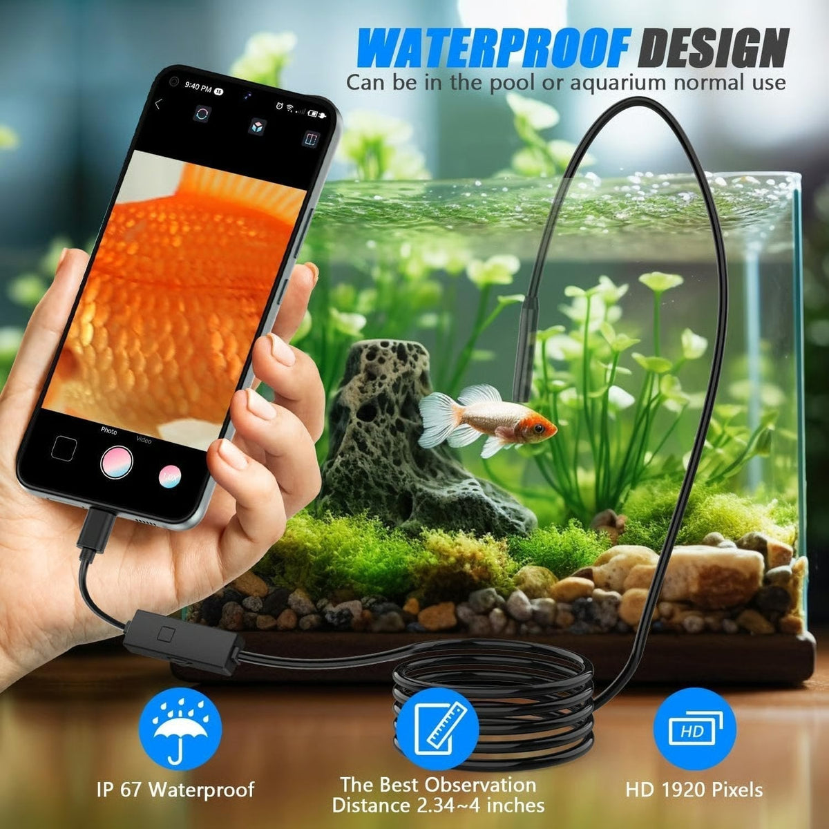 🔎 Plug-and-Play Endoscope Camera - Compatible with Android & iPhone & ipad for Direct Connection
