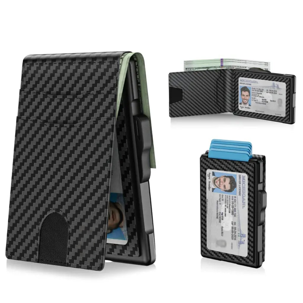 🔒 Anti-theft RFID Pop Up Wallet Aluminum Leather With ID Card Window & Cash Pocket