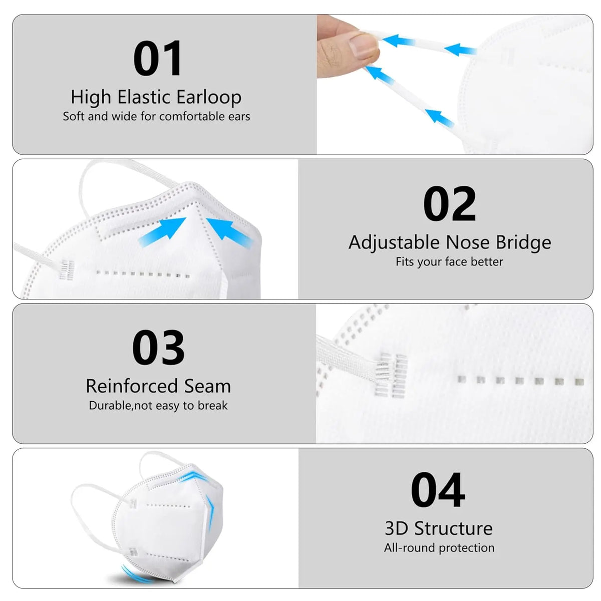 🛍️ 50/100-Pack KN95 Masks – 5-Layer Breathable Protection in Multiple Colors