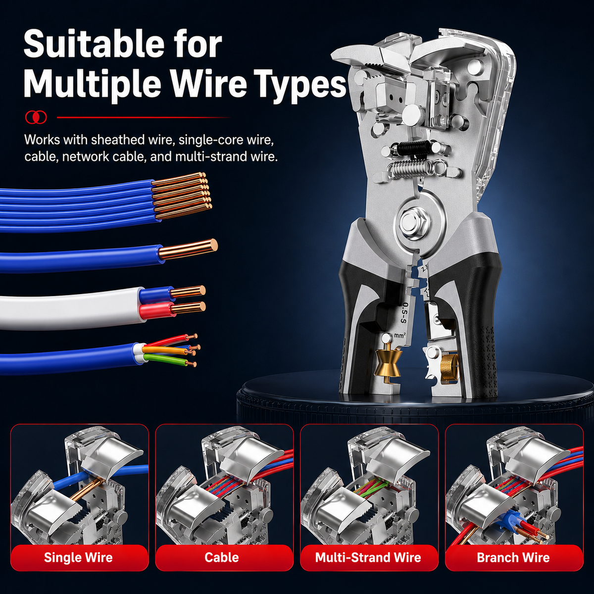 🔧Professional Automatic Wire Stripper – 0.2-10mm² | One-Touch Open &amp; Close