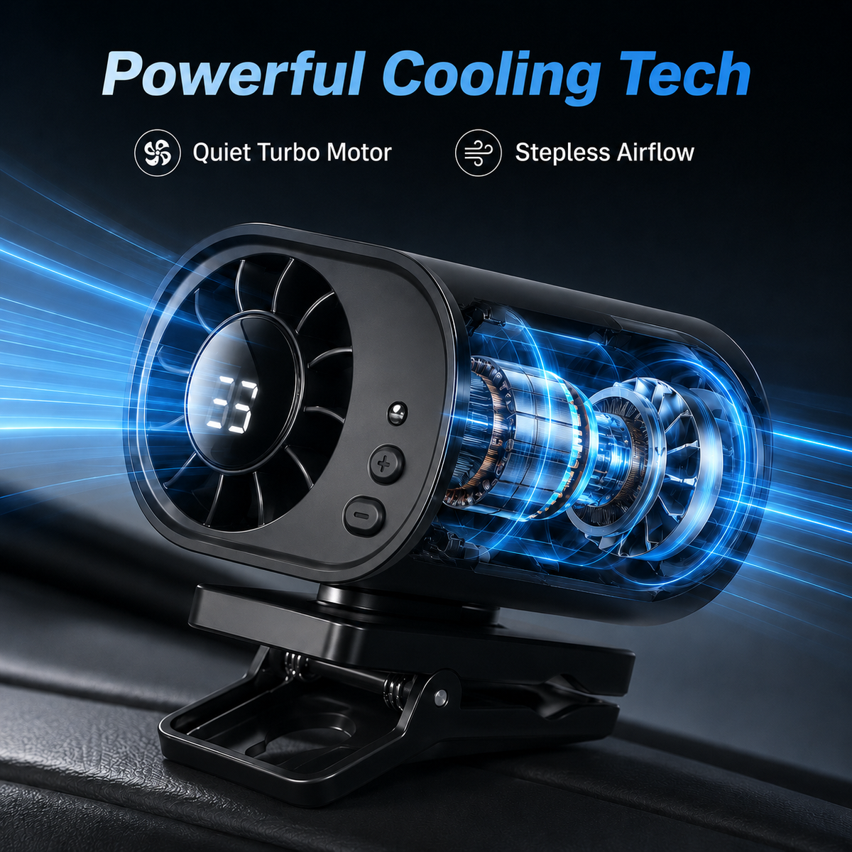 ⚡8400+ sold🌀Car Clip Fan with 360° Rotation & USB Rechargeable