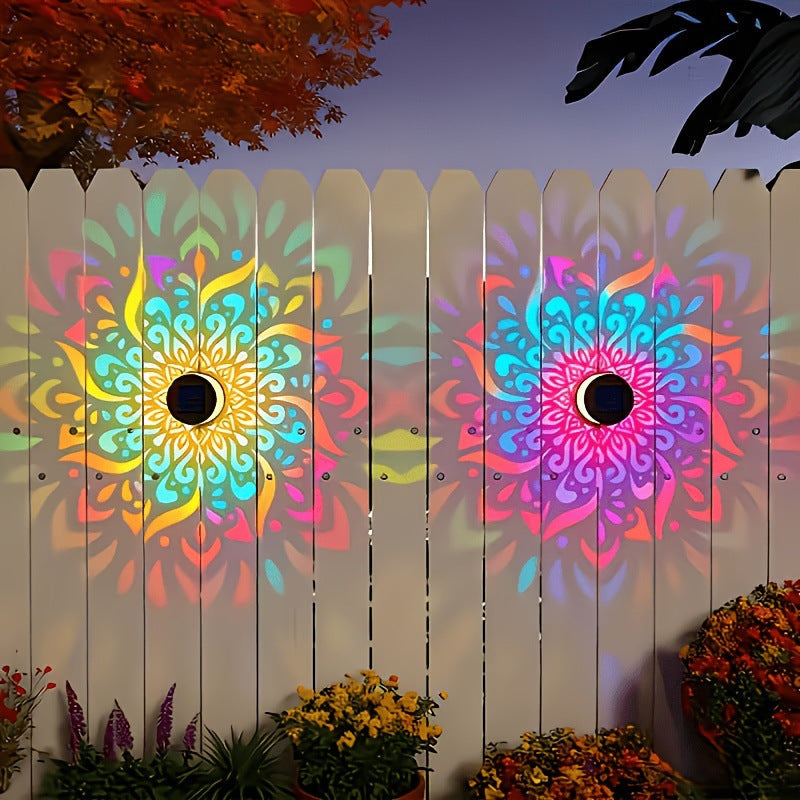 ✨Solar Mandala Wall Light Outdoor Garden Fence Projector Lamp Patio Ambient Decor
