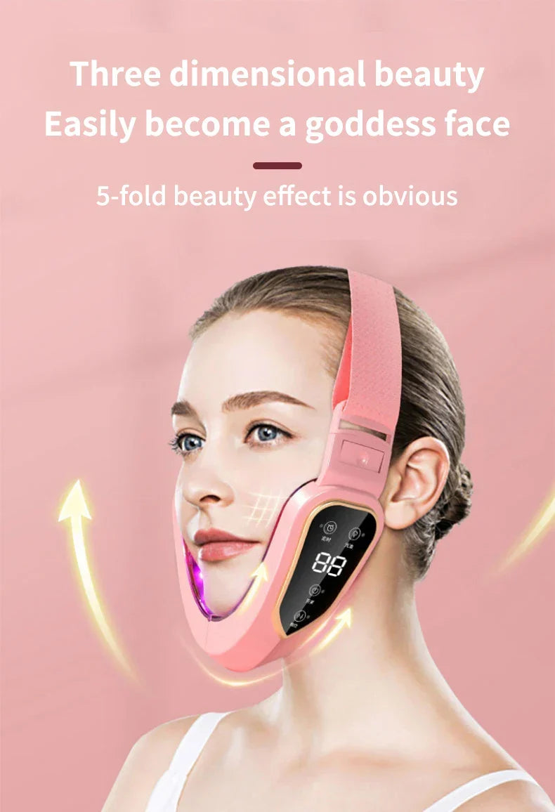 LED Photon Therapy Facial Slimming Vibration Massager Facial Lifting Device Facial Heated Double Chin V Face Vibration Massager