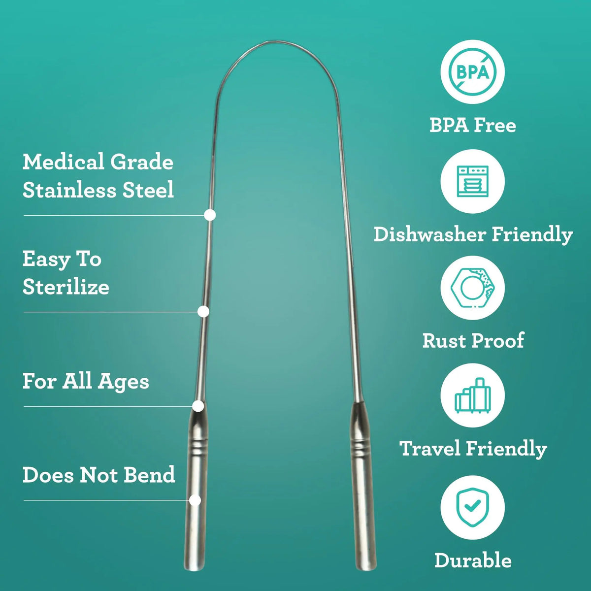 GuruNanda U Shaped Stainless Steel Tongue Scraper 2-Pack