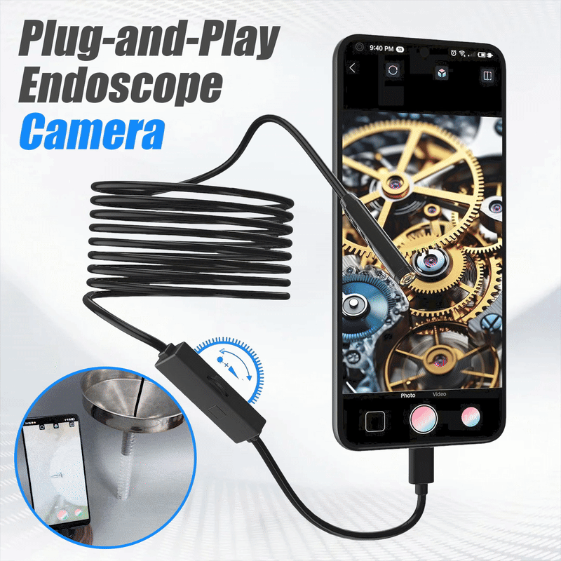 🔎 Plug-and-Play Endoscope Camera - Compatible with Android & iPhone & ipad for Direct Connection