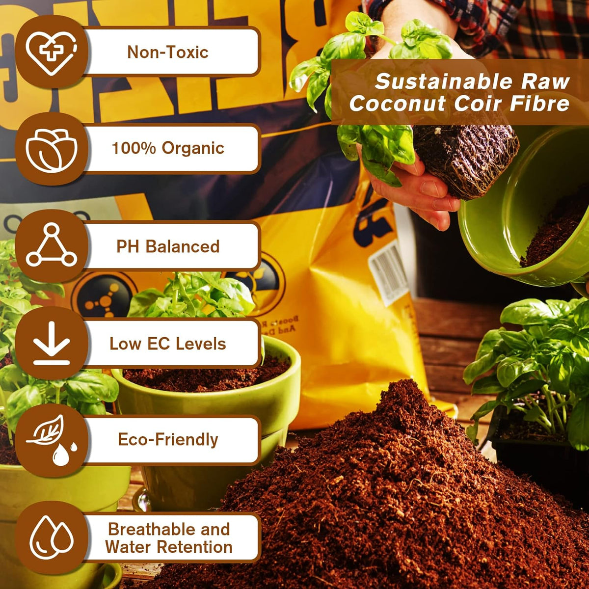 🔥LAST DAY 49% OFF🌱Premium Organic Coconut Coir Bricks for Plants