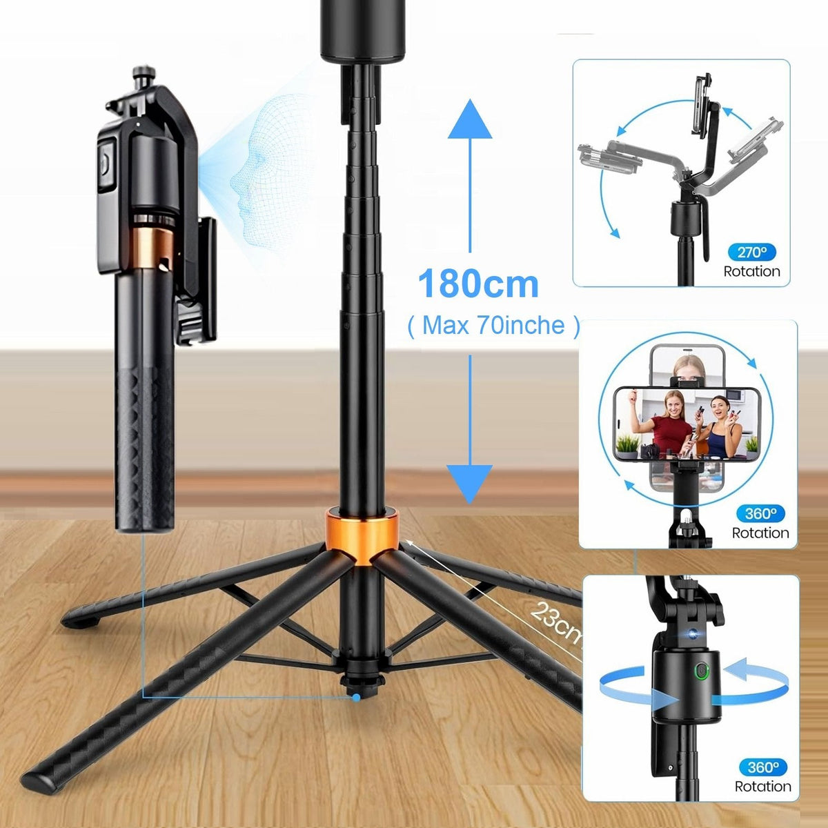 360° AI Auto Tracking Tripod with Gesture Control