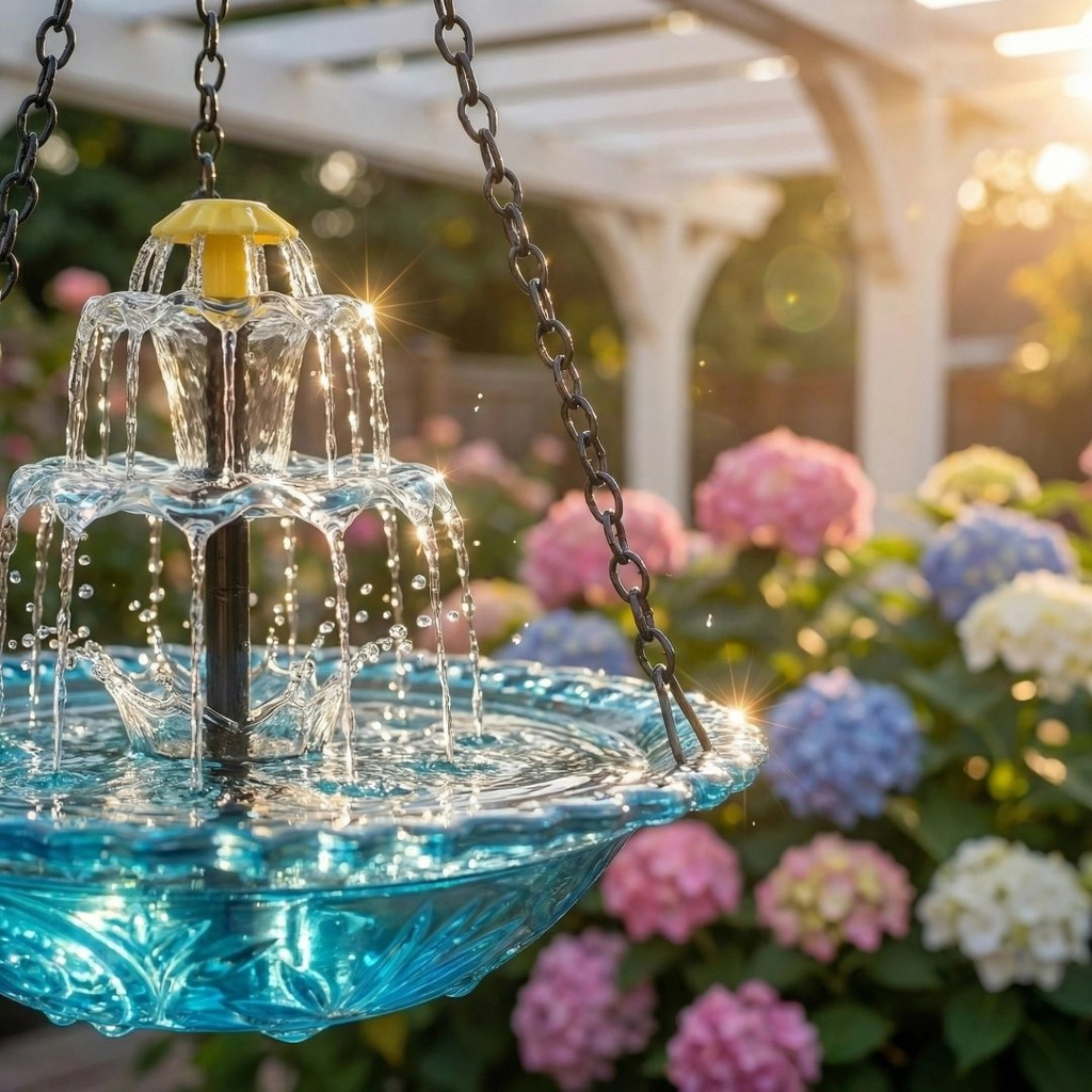 🐦49% Off--Solar Cascade Hanging Bird Bath Fountain